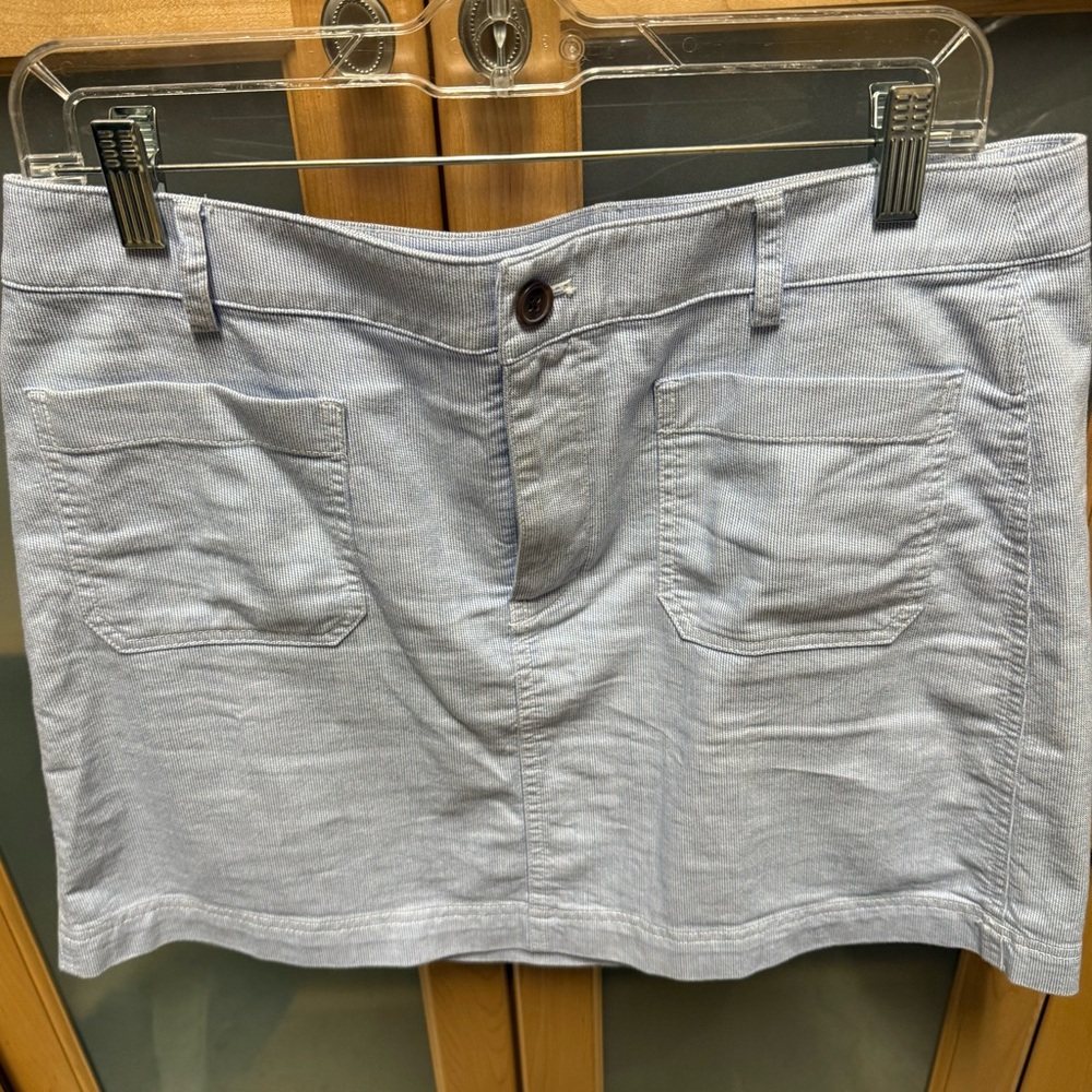 J.Crew Factory Blue & White Stripe Mini Skirt Size 10 Stretch Preppy
